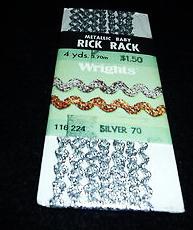 Wrights Metallic Baby Rick Rack - Silver - New in package - £3.12 GBP