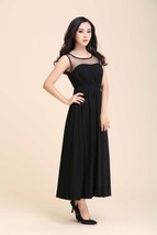 Black Casual Maxi Dress Hollow Open Back Sleeveless High Waist Dress-S/M - £10.35 GBP