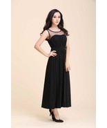 Black Casual Maxi Dress Hollow Open Back Sleeveless High Waist Dress-S/M - £10.27 GBP