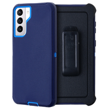 Heavy Duty Case W/Clip Holster DARK BLUE/BLUE For Samsung S21 Ultra 5G - $8.56