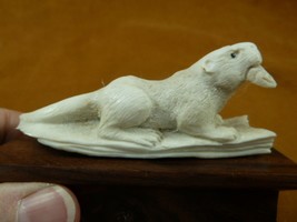 (ott-13) little Otter with fish of shed ANTLER figurine Bali detailed ca... - £56.12 GBP