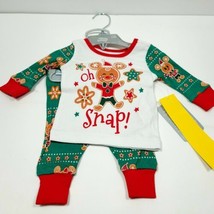 Disney Pajama Set Baby 0-3M Christmas Mickey And Minnie Gingerbread Man Oh Snap - £22.67 GBP