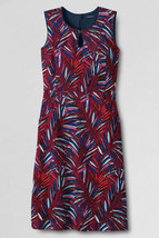 Lands End Women&#39;s Petite Ponté Keyhole Sheath Dress Warm Cinnabar Leaves New - £27.41 GBP