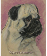 Pug Matted Dog Art Pastel Drawing Solomon - £91.92 GBP