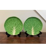 2 AMM Garofano Faenza Cabbage Leaf Plates Salad Vintage 60s Dinnerware H... - $116.80