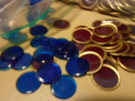 200 Vintage Purple With Gold Edge  &amp; 200 Blue  Replacement  Bingo Chips - £7.06 GBP