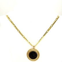Vintage Vermeil Signed 925 BSI Lirm Italina Coin Figaro Chain Necklace 23 - £93.20 GBP
