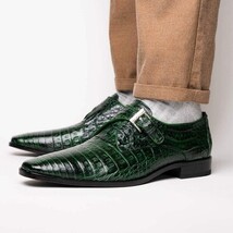 Rovigo Genuine Caiman Crocodile Monk Strap Forest Green image 9