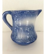 Vintage Blue White Cow Pitcher Glazed Stoneware 6.5” Farmhouse Decor Cou... - £25.57 GBP