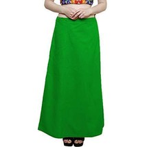 Women&#39;s Saree Cotton Readymade Free Size Underskirt Petticoat Green Color - £8.19 GBP