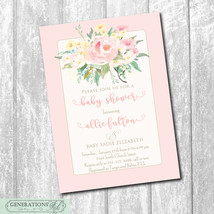 Floral Girl Baby Shower Invitation/printable/Digital File/DIY/Watercolor Floral - $14.95