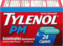 Tylenol PM Extra Strength Pain Reliever &amp; Sleep Aid Caplets, 500 mg Acetaminophe - £13.53 GBP
