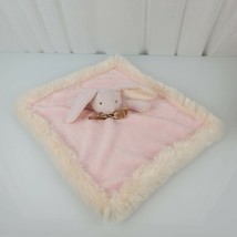 Blankets &amp; beyond Pink Bunny Rabbit Plush Furry Cream Trim Brown Tan Bow... - £31.02 GBP