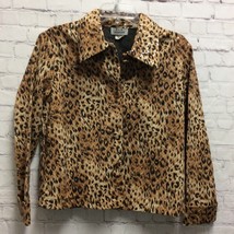 S&amp;S Collection Womens Blouse Brown Beige Leopard Long Sleeve Button Fron... - £12.61 GBP