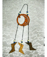 CELESTIAL CRESCENT MOON &amp; STARS CUT OUT WOOD DREAM CATCHER w 3 LIGHTNING... - £5.50 GBP