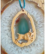  oak taurus zodiac with agate inlay Pendant - $28.00