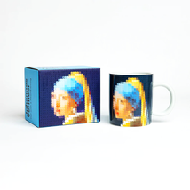 [New] Pixel Art Mug Girl With Pearl Earring Tasse Cup Portrait Painting Mosaic - £24.35 GBP