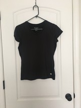 Champion Women&#39;s Short Sleeve Shirt V-Neck Size Medium Black - £22.78 GBP