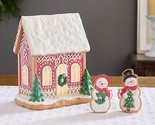 3-Piece Resin Lit Gingerbread House with Figures by Valerie in Snowman - $193.99
