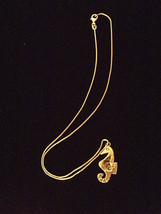 Vtg Sterling &amp; Abalone Seahorse Pendant 925 Silver 19.5&quot; Snake Link Necklace - £29.56 GBP