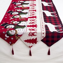 Christmas Elk Snowman Table Runner Merry Christmas Decorations - £11.94 GBP+