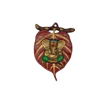 Red Leaf Ganesh for Wall Hanging Indian Metal Handicraft Decorations Ganesha - £19.32 GBP