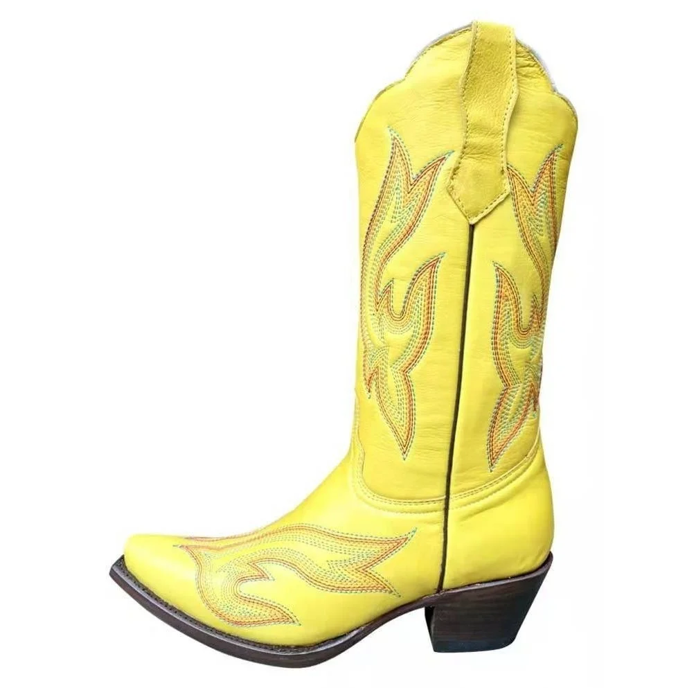 Vintage Embroidered boy Western Boots 2023 Autumn Winter Slip On girl Boots Fema - £139.30 GBP