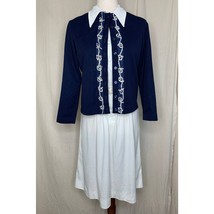 1970s Coastal Nautical Rope Sailor Coquette Dagger Collar Dress Cardigan... - $38.00