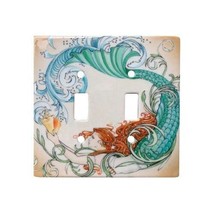 Redhead Mermaid Ceramic Double Switchplate Wall Floater Light Switch Cov... - $26.68