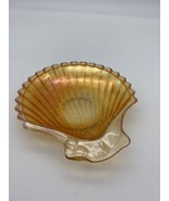 Vintage Marigold Carnival Glass Shell Shaped Trinket Dish/ Soap Dish 7 in.  - $16.38 CAD