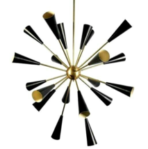 Mid Century Sputnik Brass Chandelier 20 Arms Black Painted lights for decoration - £211.49 GBP