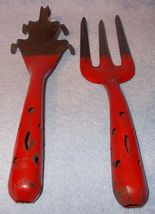 Old Vintage Garden Tools Set, All Metal Red Claw and Fork 11 Inch size - £32.01 GBP