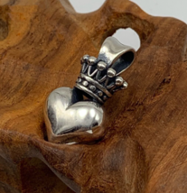 3D Vintage Crown Heart Love Solid 925 Sterling Silver Oxidized DIY Pendant Gifts - £118.04 GBP