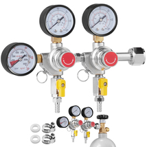 VEVOR Triple Gauge CO2 Regulator Gauge with 0-60 PSI, CGA320, Check Valve - $58.99