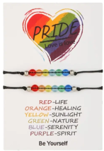2 pcs Set Rainbow Color Acrylic Beads Braided LGBTQ Adjustable Bracelet - £7.96 GBP