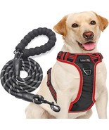 tobeDRI No Pull Dog Harness Reflective Oxford w/5ft Leash MEDIUM Black/Red - $23.02