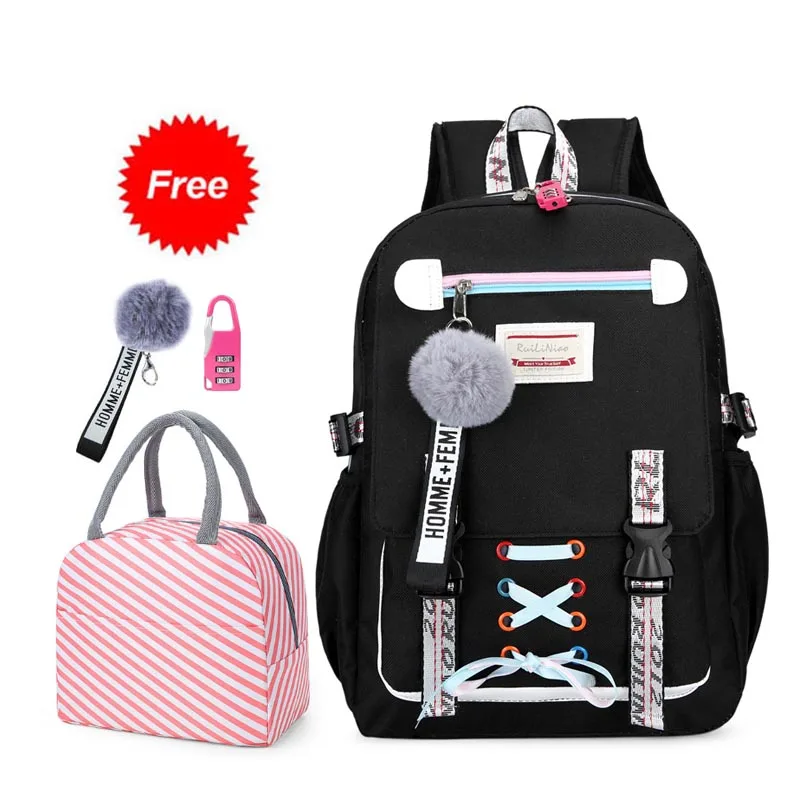  2023 school bags for teenage girls with lock  backpack women book bag junior hi - $191.87