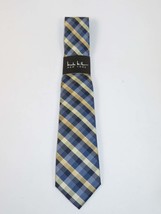 Men's Nicole Miller Tie Classic Woven Silky Feel #Nicole-3 Yellow Blue Checker image 2