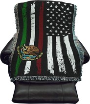 Mexican American Flag - Blanket Throw for Back of Couch or Sofa - Woven, 61x36 - £52.26 GBP