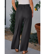 Black Side Pockets Frilled Smocked High Waist Wide Leg Jeans - $21.54