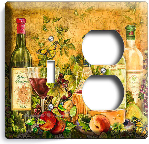 RUSTIC TUSCAN KITCHEN WINE BOTTLE WINE GLASS LIGHT SWITCH OUTLET ART WALL PLATES Item image 15