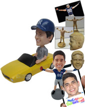 Personalized Bobblehead Stylish Man Driving A Convertible Car - Motor Ve... - £136.92 GBP