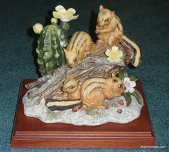 Royal Crown Porcelain Chipmunks In Desert Figurine Signed  J. Byron With Stand! - £137.83 GBP