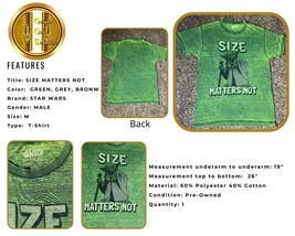 Star Wars T-shirt Size Matters Not Yoda Men SM. Boys Top Green - £14.01 GBP