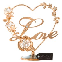 Rose Gold Plated Love Table Top Ornament w/ Clear Crystals by Matashi - £14.66 GBP