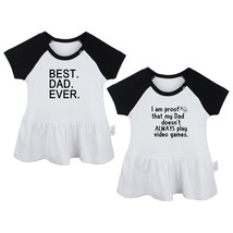 2PCS Best Dad Ever &amp; Dad Play Video Games Dress Infant Baby Girls Princess Dress - £18.03 GBP