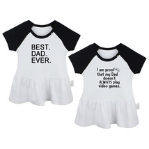 2PCS Best Dad Ever &amp; Dad Play Video Games Dress Infant Baby Girls Princess Dress - £17.12 GBP