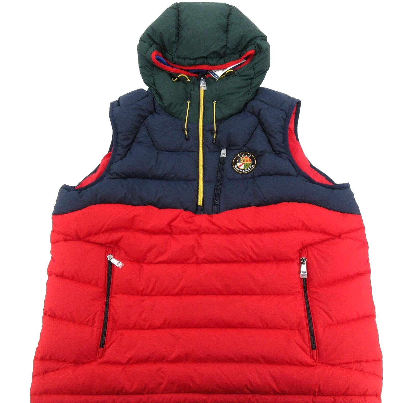 Polo Ralph Lauren Big Crest Patch Hooded Puffer Vest Mens Size Large NEW $298 - $174.95