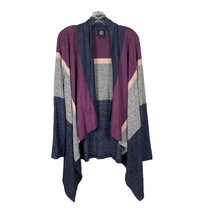 Bobeau Open Front Cardigan Sweater Womens Large Knit Waterfall Purple Gray Blue - £17.59 GBP