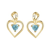 1/5CT Heart Cut Simulated Blue Topaz Stud Earrings 14K Yellow Gold Plated Silver - £36.50 GBP